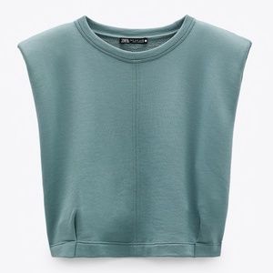 New Zara SWEATSHIRT WITH SHOULDER PADS sz.L